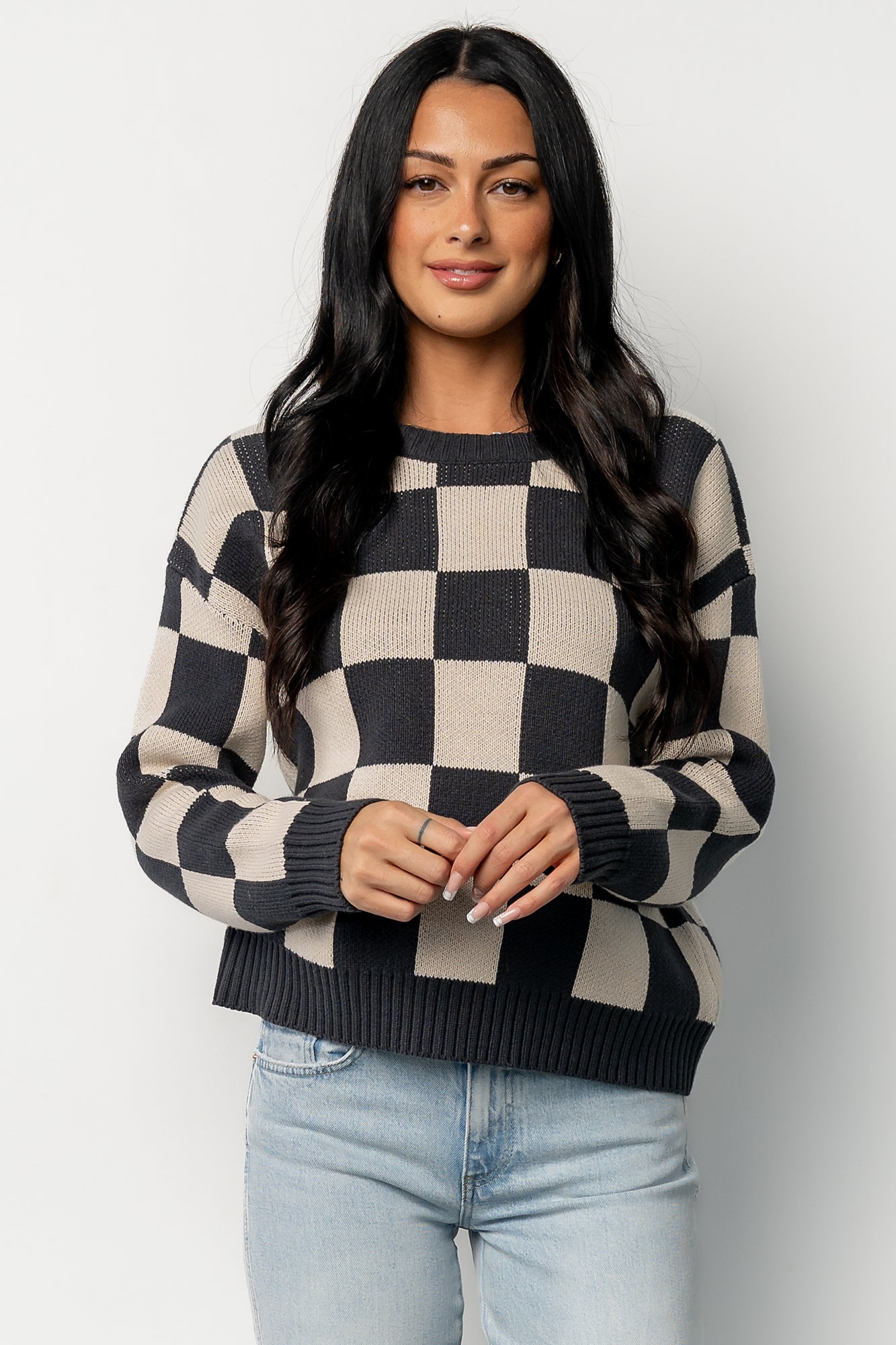 Quincy Checkered Sweater | Deep Jade