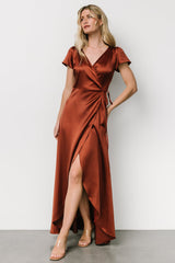 Krystal Satin Wrap Gown | Cinnamon