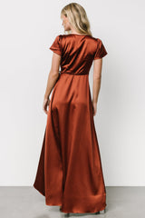 Krystal Satin Wrap Gown | Cinnamon