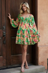 Acapulco Short Dress | Green Multi Print