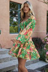 Acapulco Short Dress | Green Multi Print