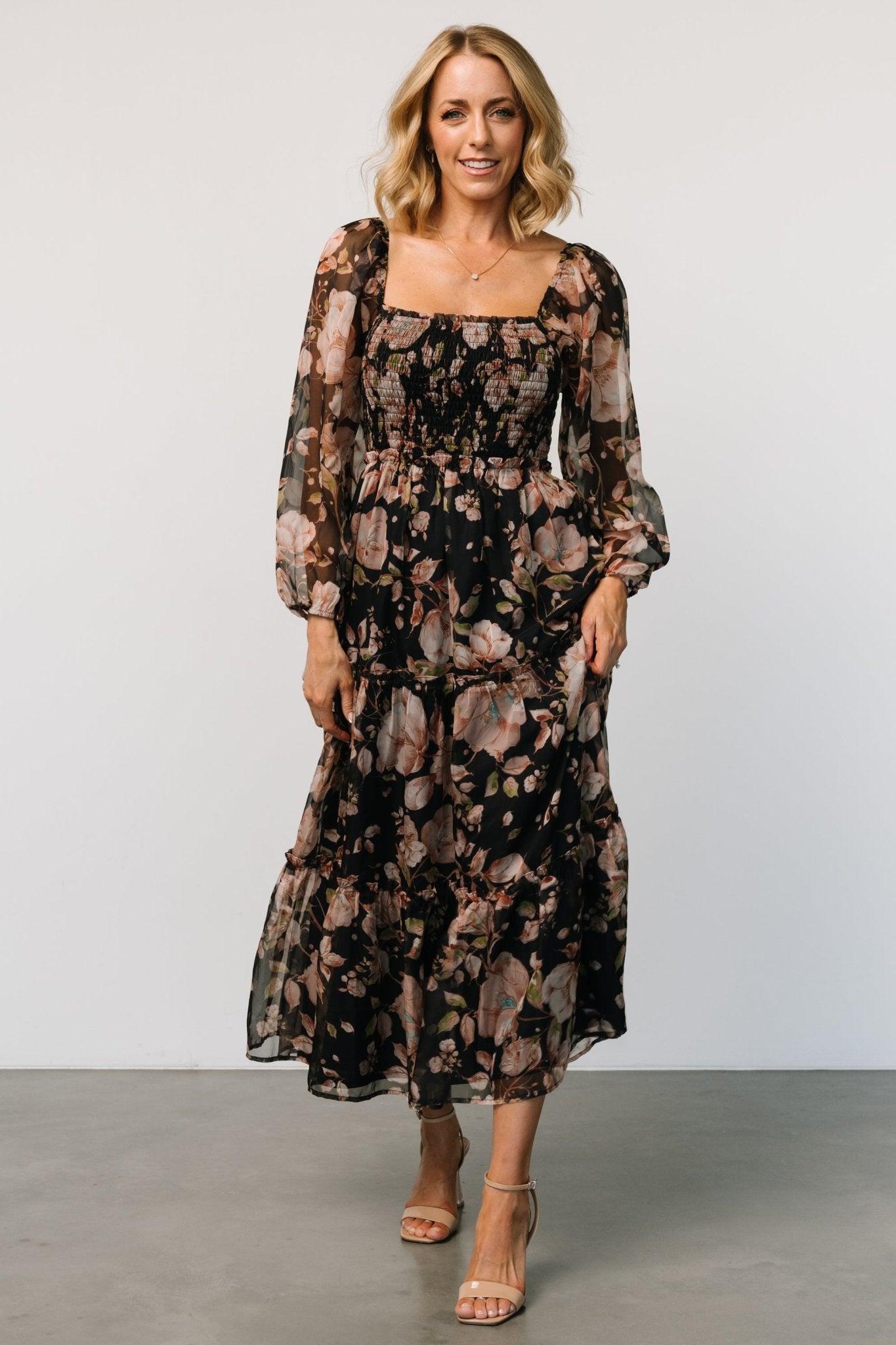 Adeline Smocked Maxi Dress | Midnight Floral
