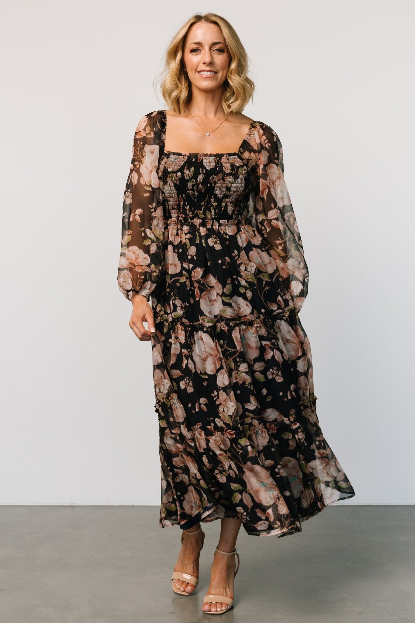 Adeline Smocked Maxi Dress | Midnight Floral