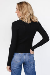 Adrian Ribbed Sweater Top | Black
