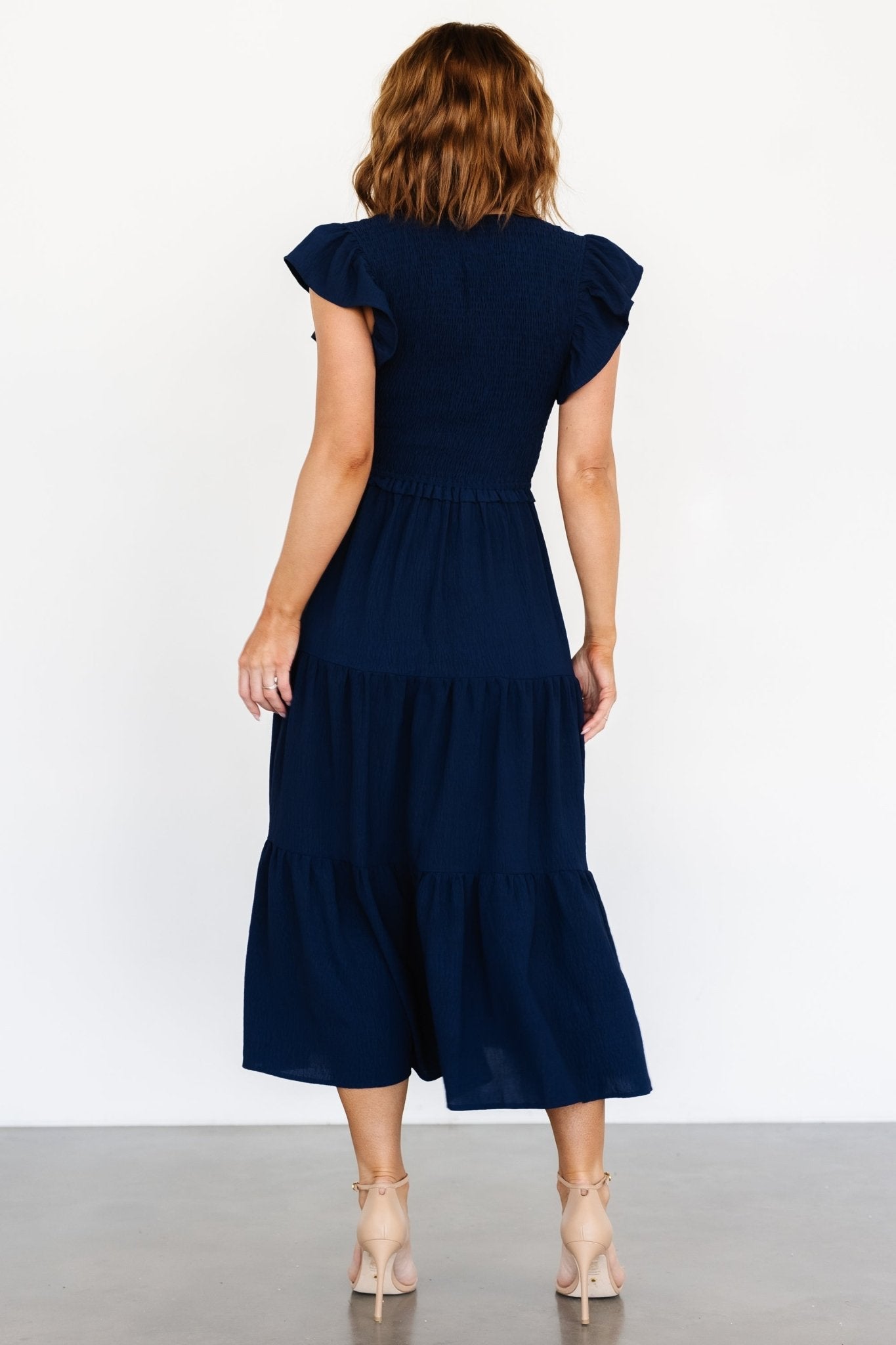 Afton Smocked Tiered Dress | Navy