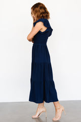 Afton Smocked Tiered Dress | Navy
