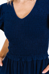 Afton Smocked Tiered Dress | Navy