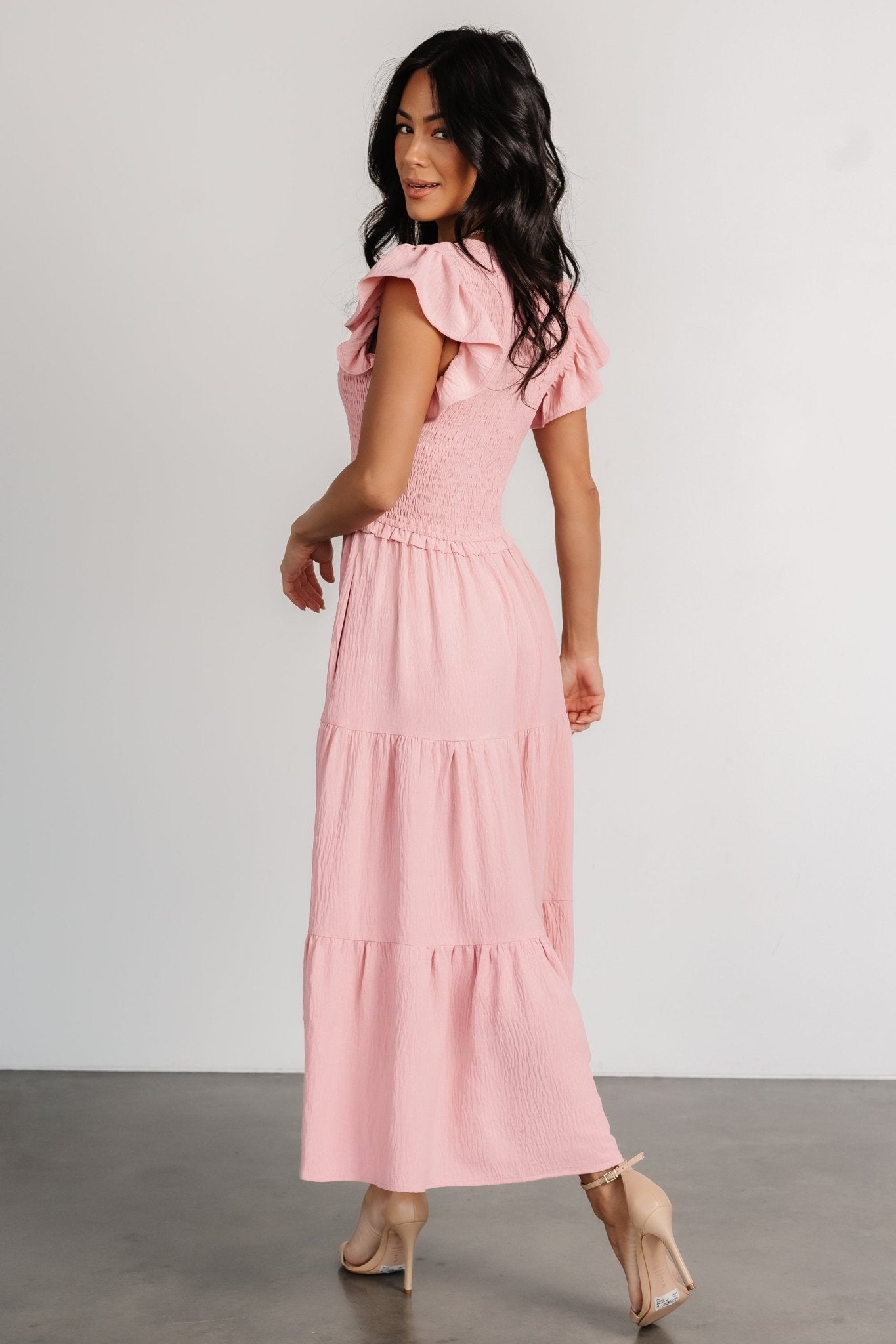 Afton Smocked Tiered Dress | Vintage Blush