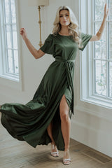 Agnes Satin Maxi Dress | Juniper Green