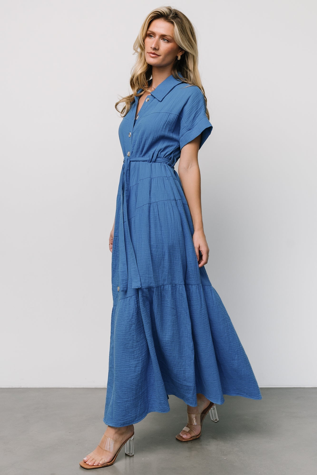 Aizey Button Up Maxi Dress | Blue
