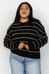 Alanis Stripe Sweater | Black + Camel