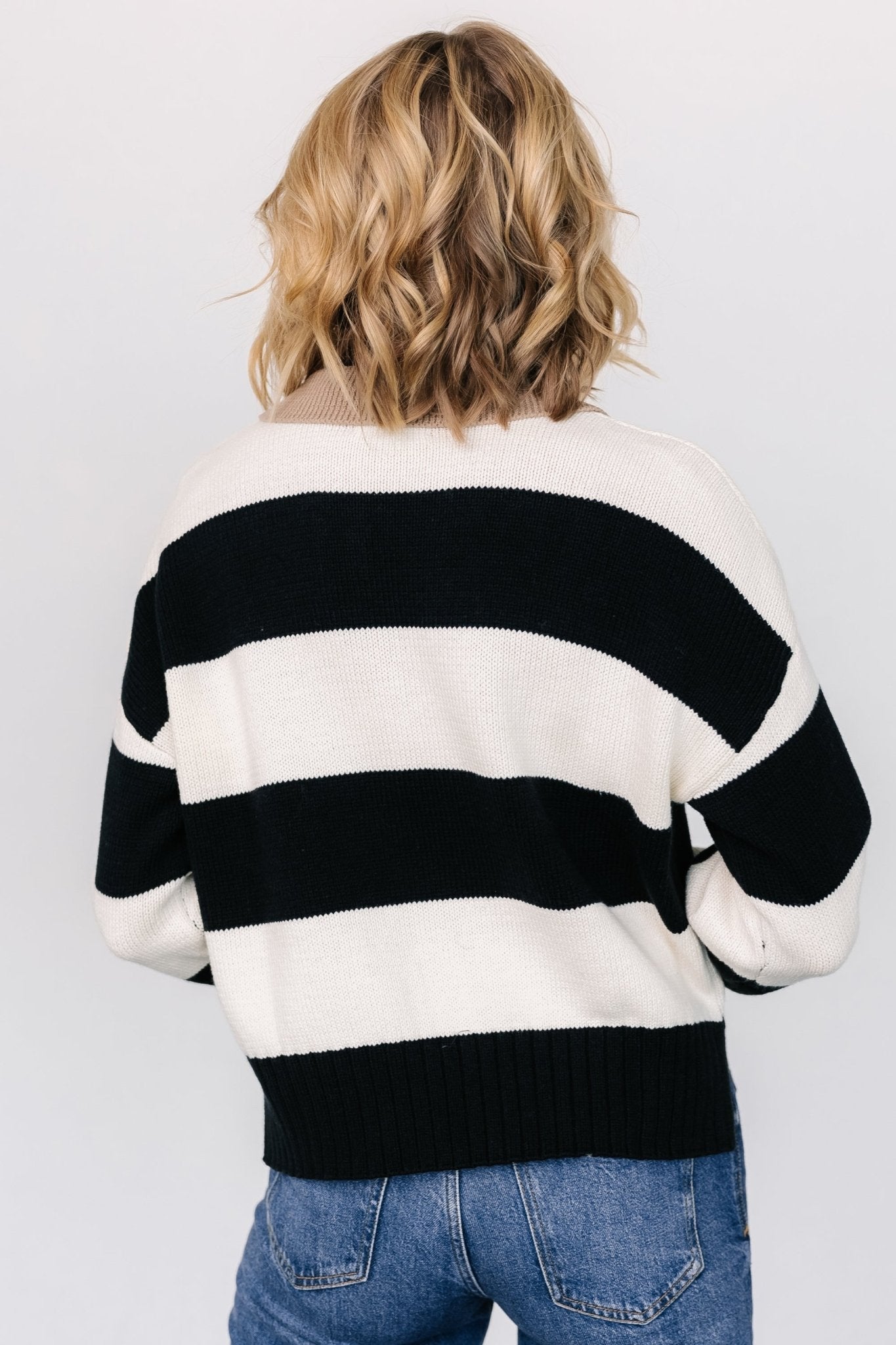 Alec Striped Sweater | Black + Ivory