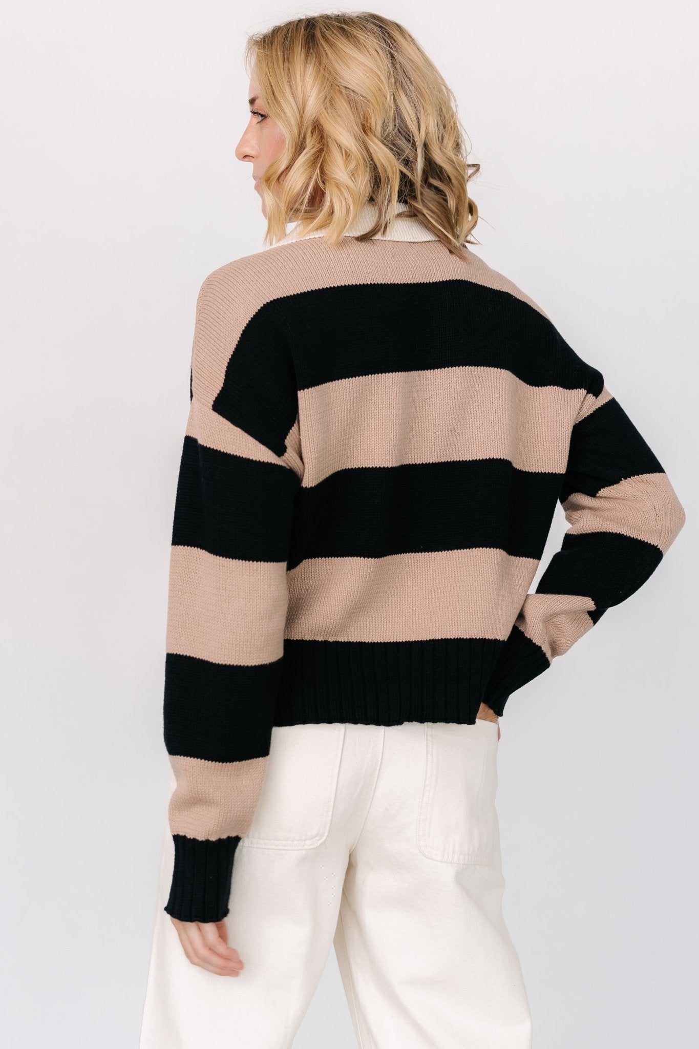 Alec Striped Sweater | Black + Mocha