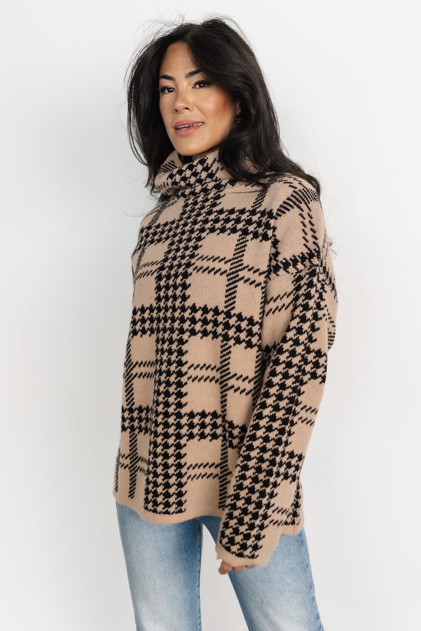 Alexander Turtleneck Sweater | Taupe + Black