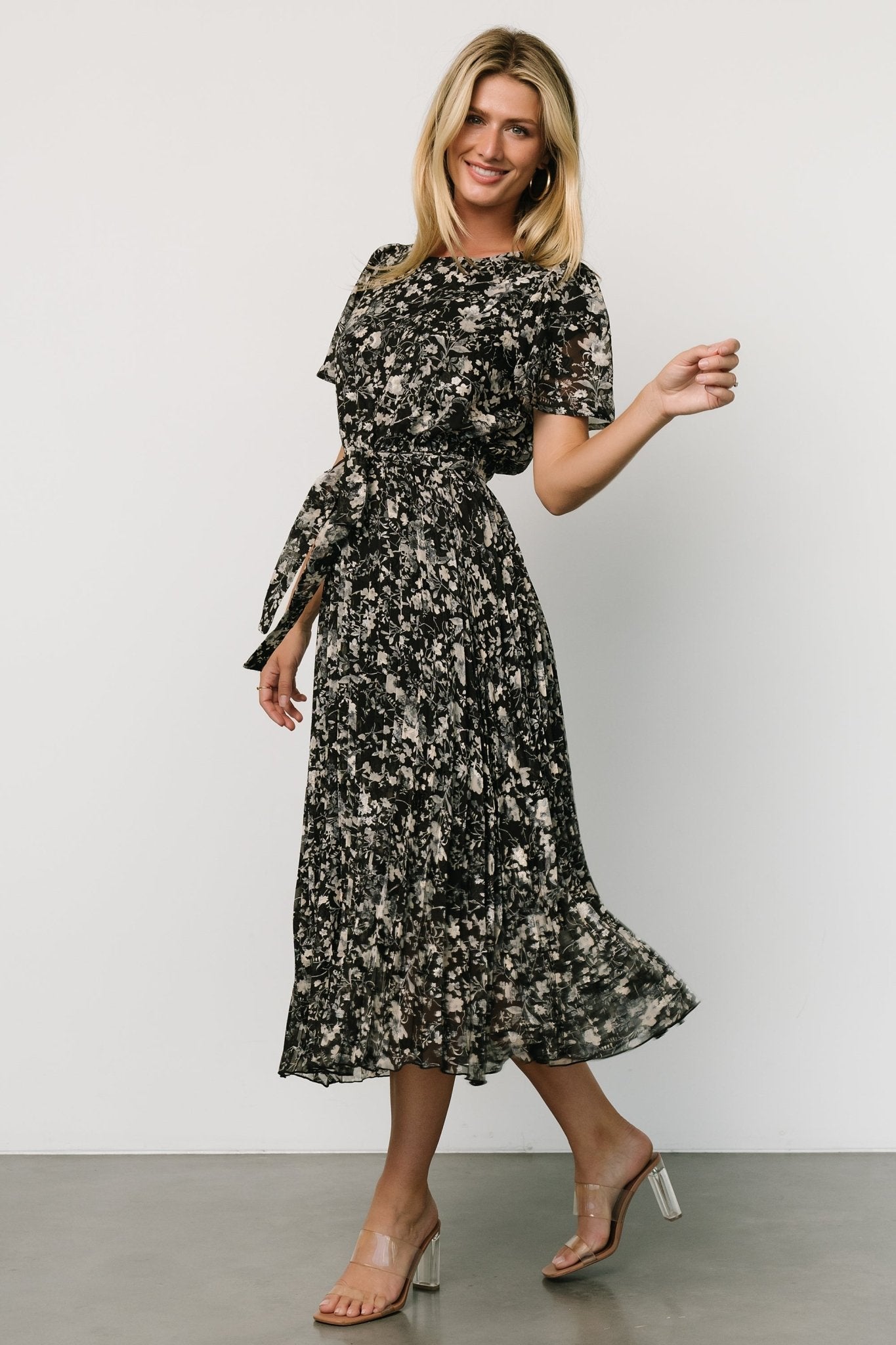 Alexandra Pleated Dress | Black + Slate