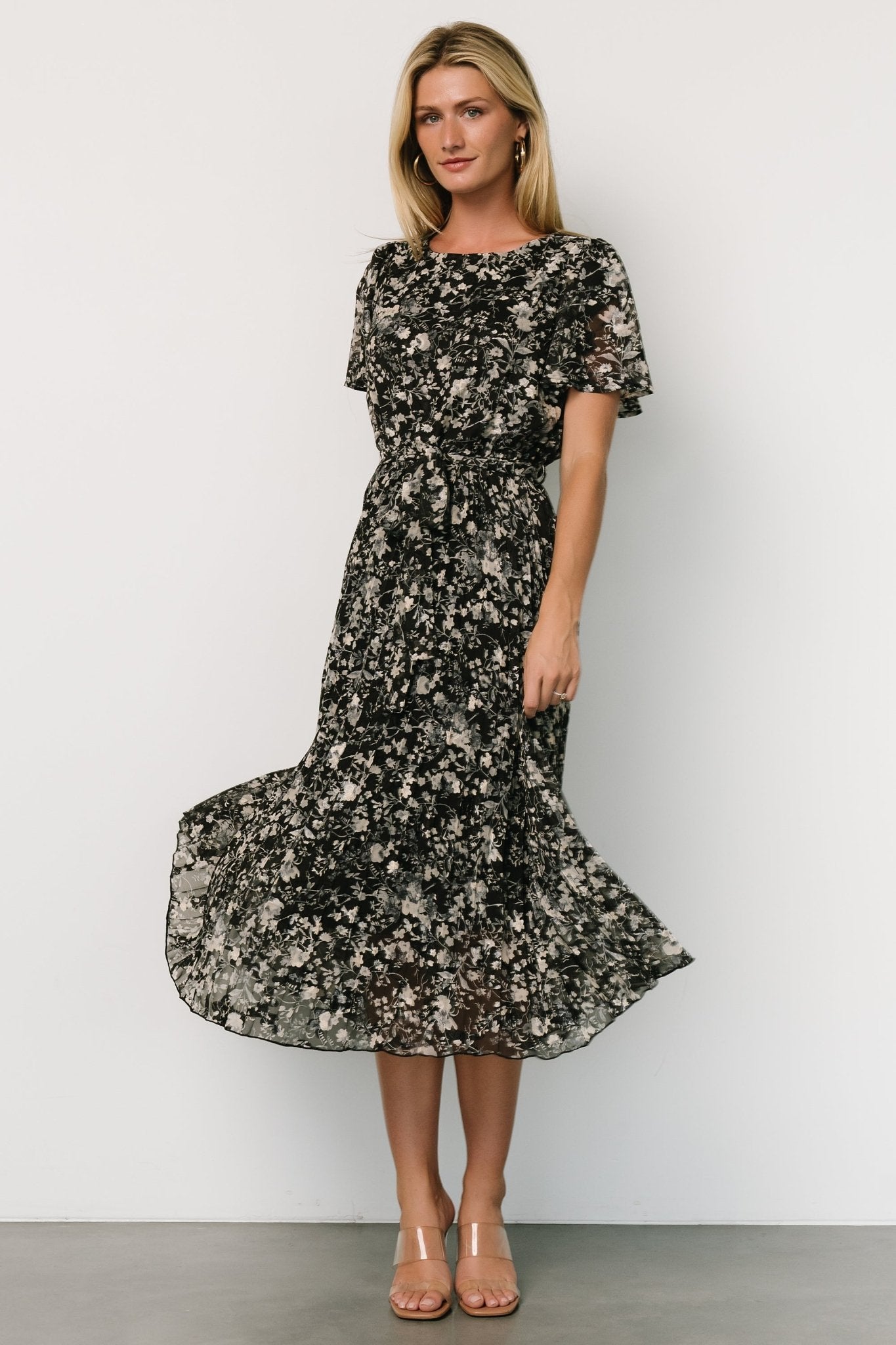 Alexandra Pleated Dress | Black + Slate