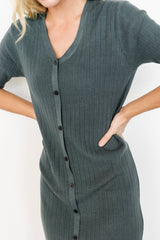 Alicia Ribbed Midi Dress | Dusty Jade