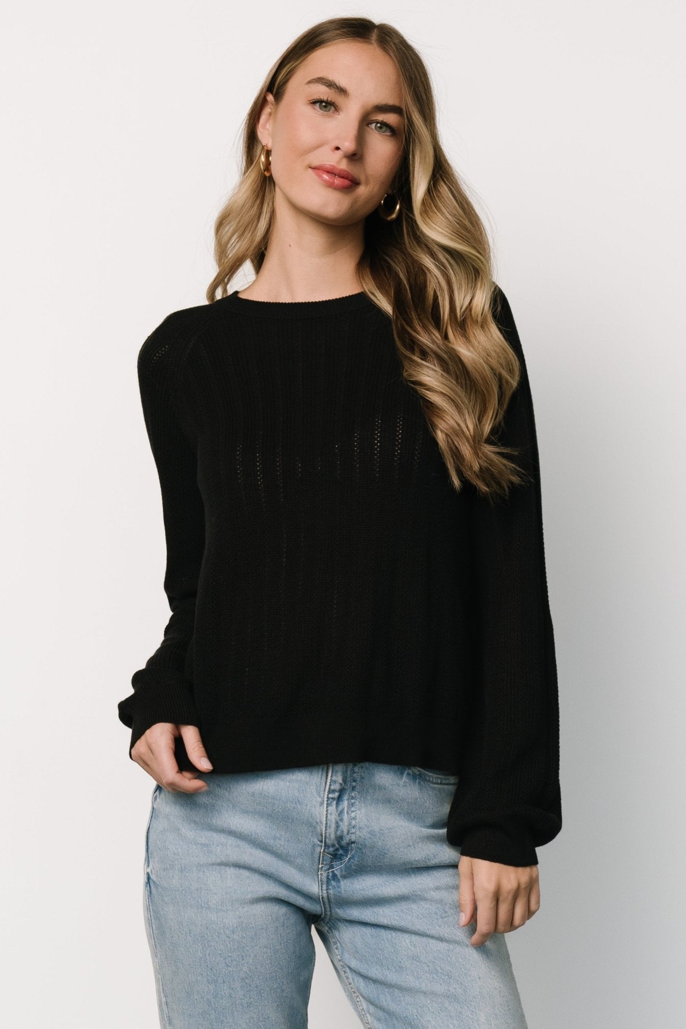 Alix Knit Sweater Top | Black