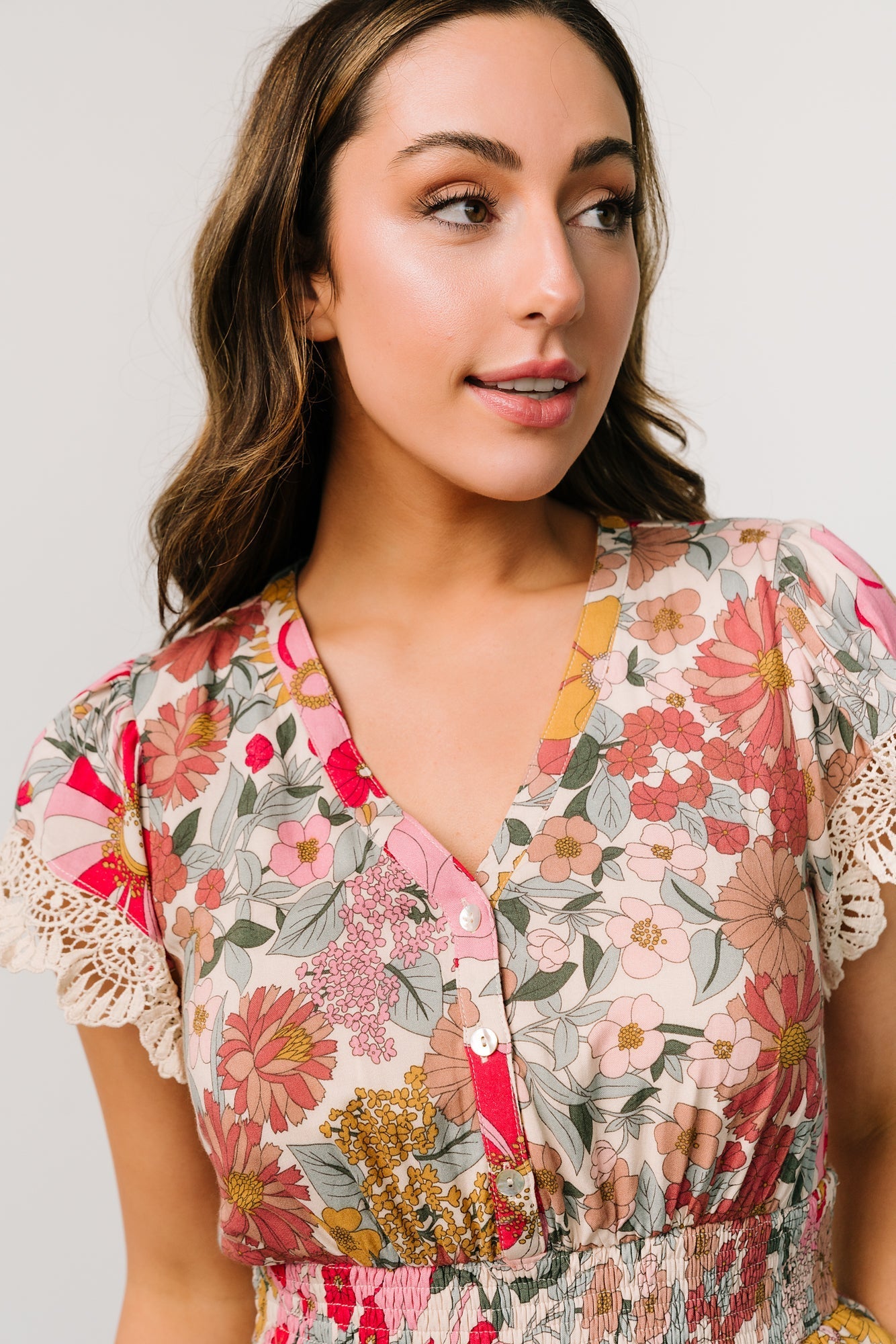 Aliyah Midi Dress | Cream Multi Floral