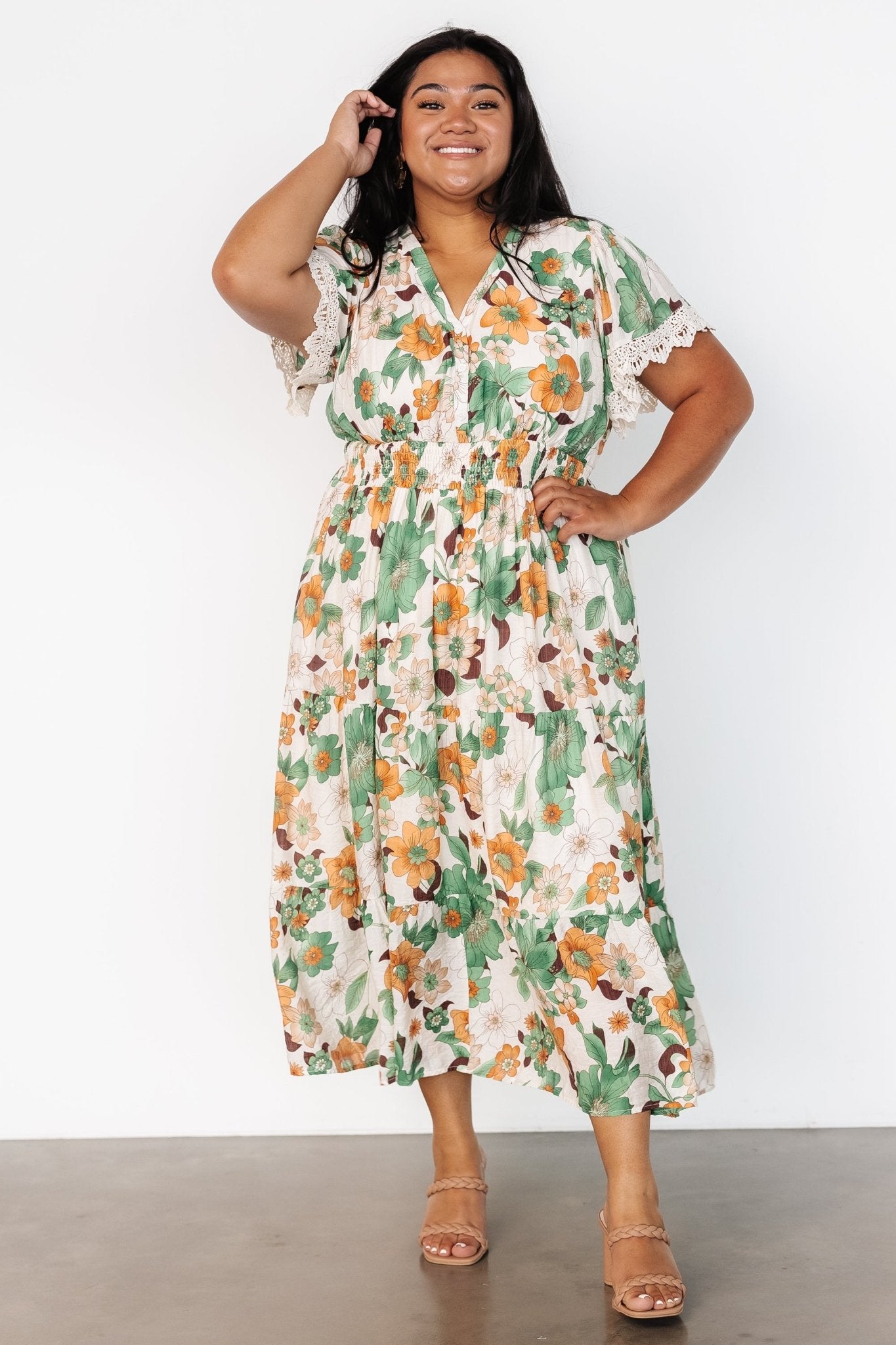 Aliyah Midi Dress | Green Floral