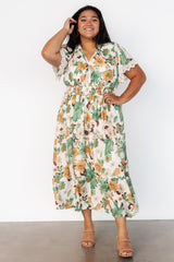Aliyah Midi Dress | Green Floral