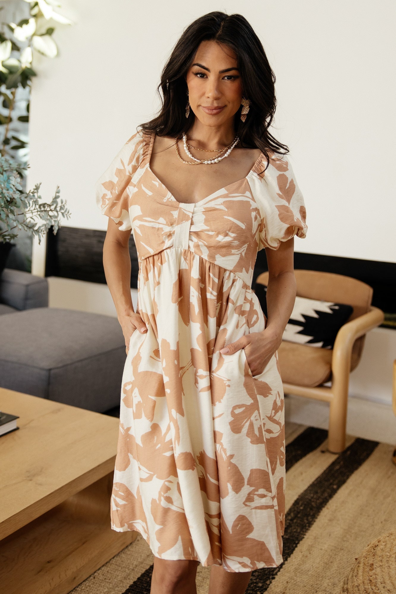 Alona Short Dress | Natural Floral