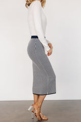 Alonso Knit Midi Skirt | Navy Stripe