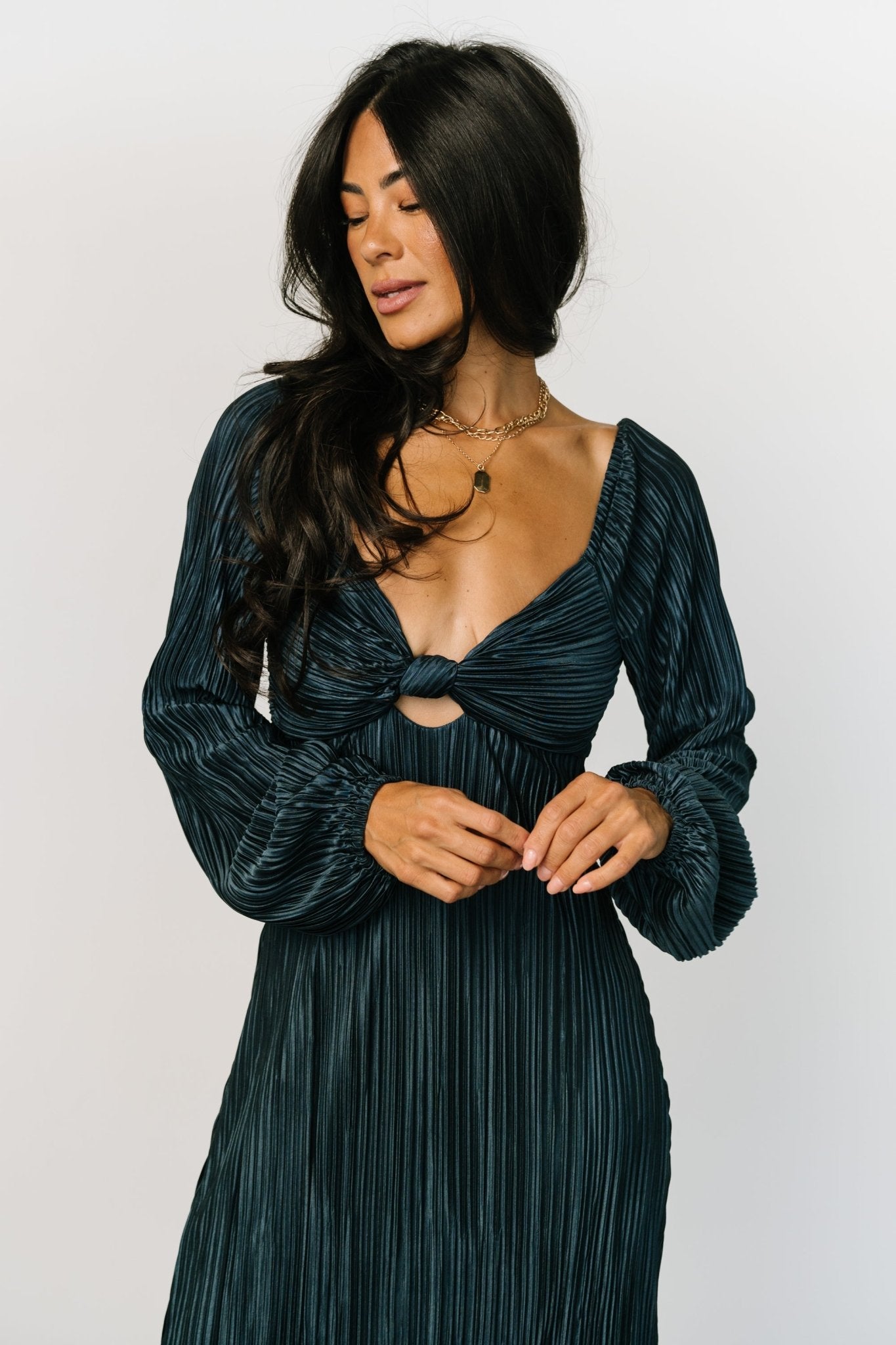 Amani Pleated Midi Dress | Peacock