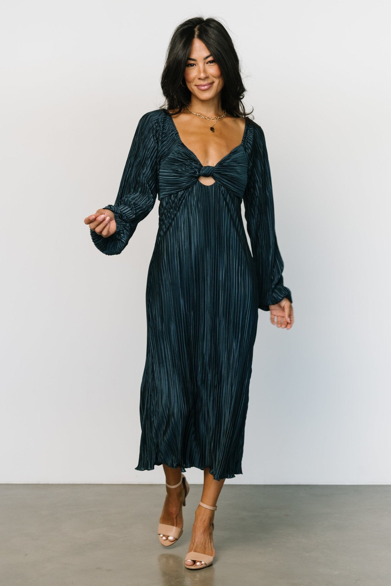 Amani Pleated Midi Dress | Peacock