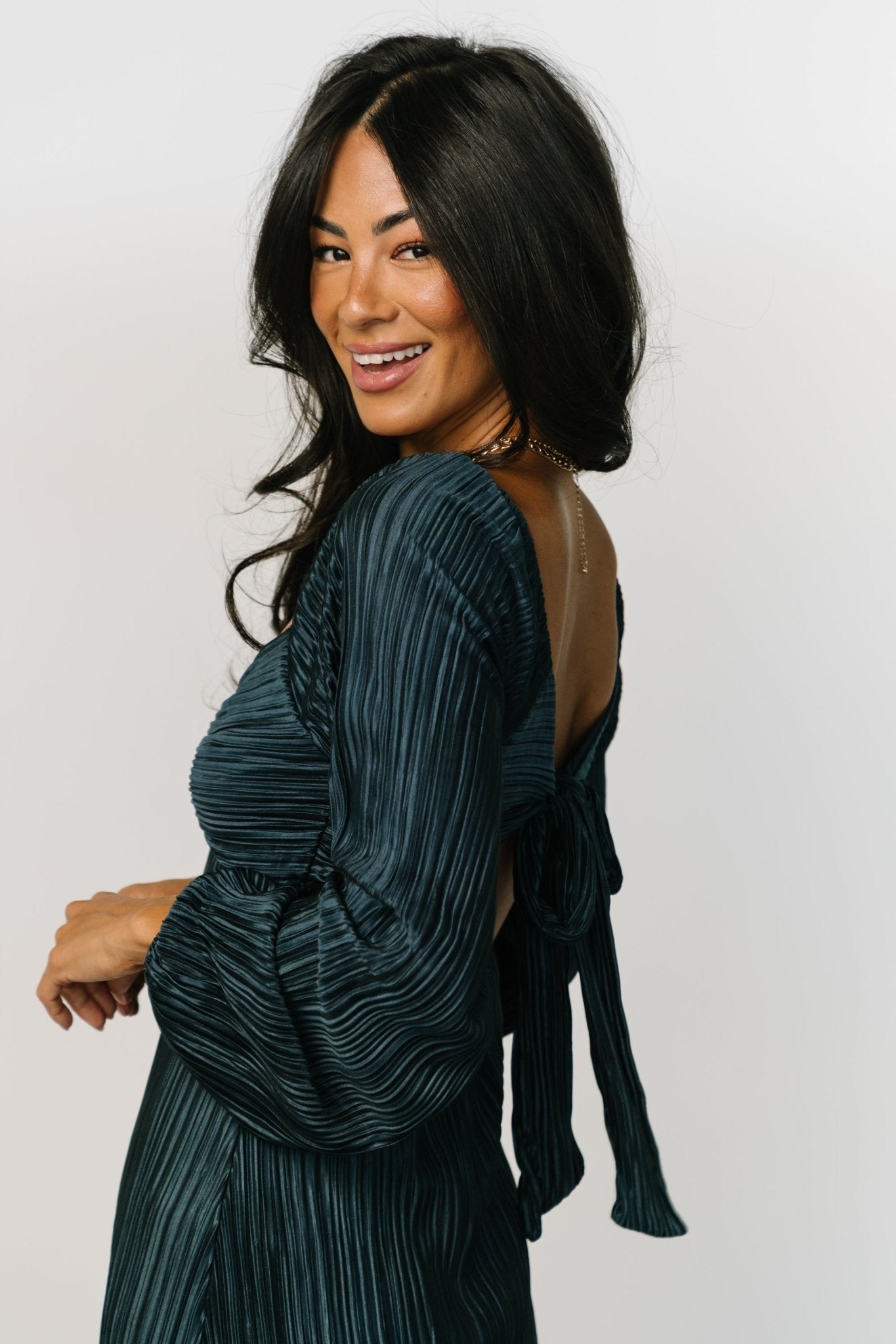 Amani Pleated Midi Dress | Peacock