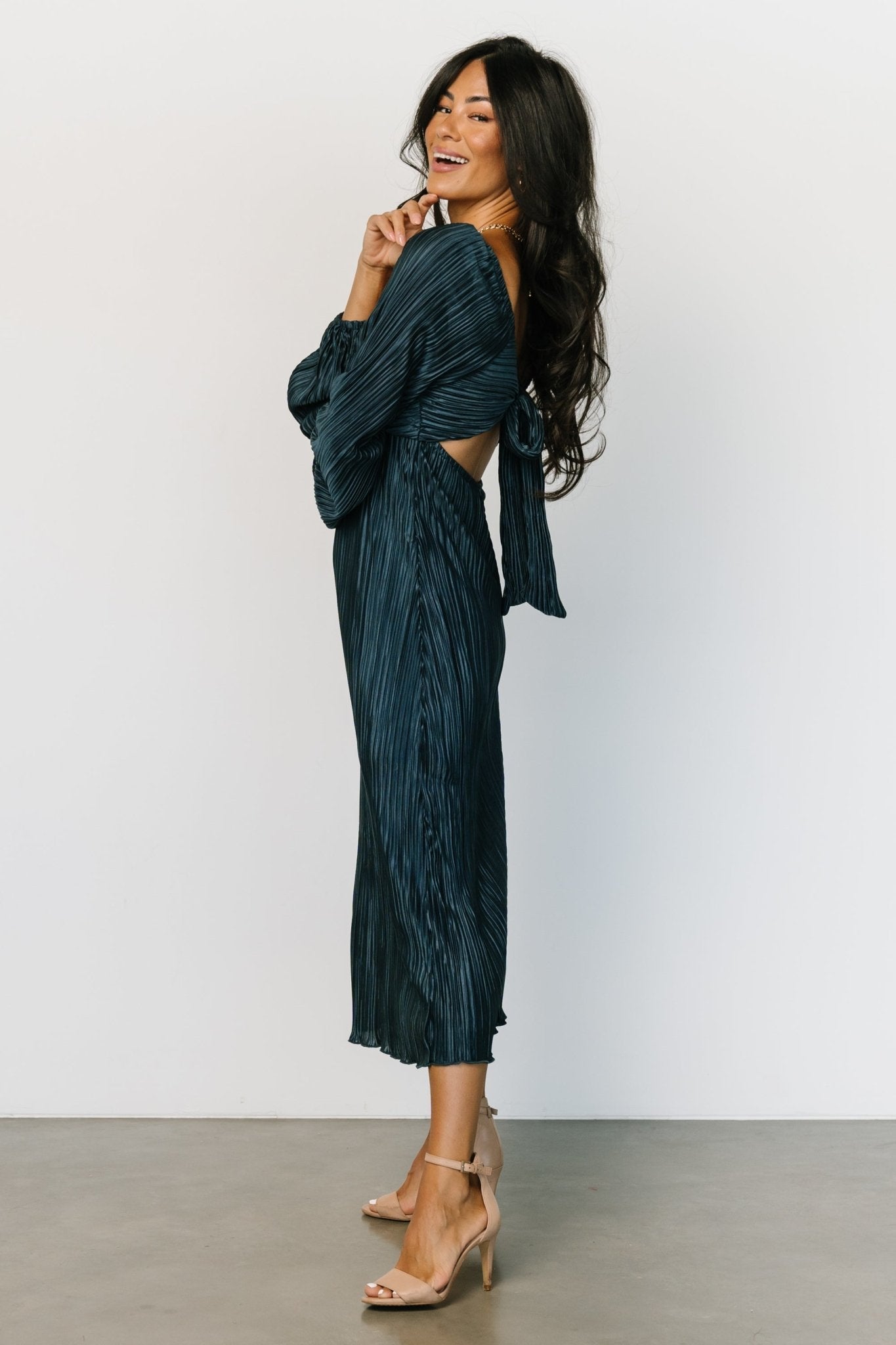 Amani Pleated Midi Dress | Peacock