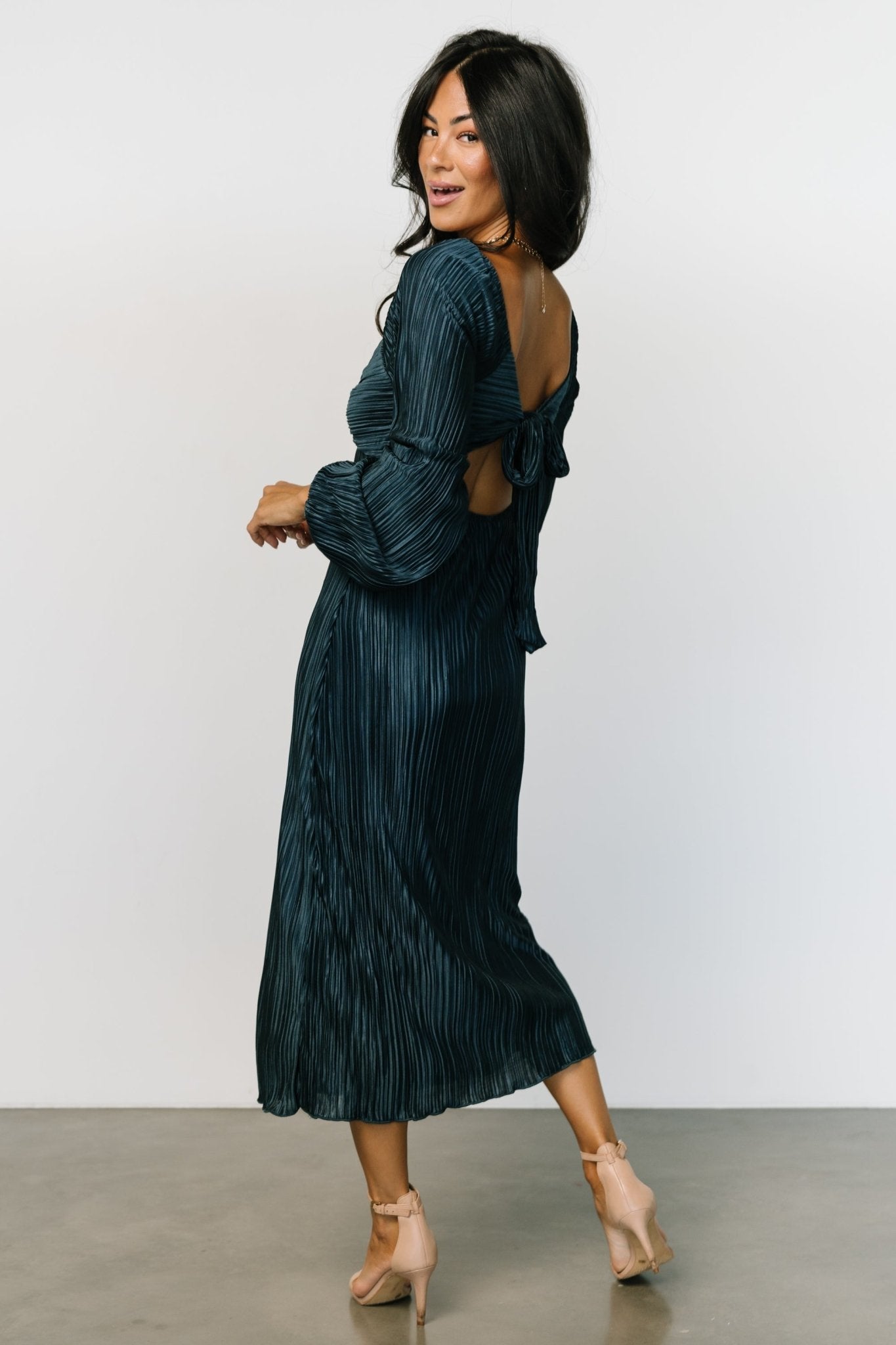 Amani Pleated Midi Dress | Peacock