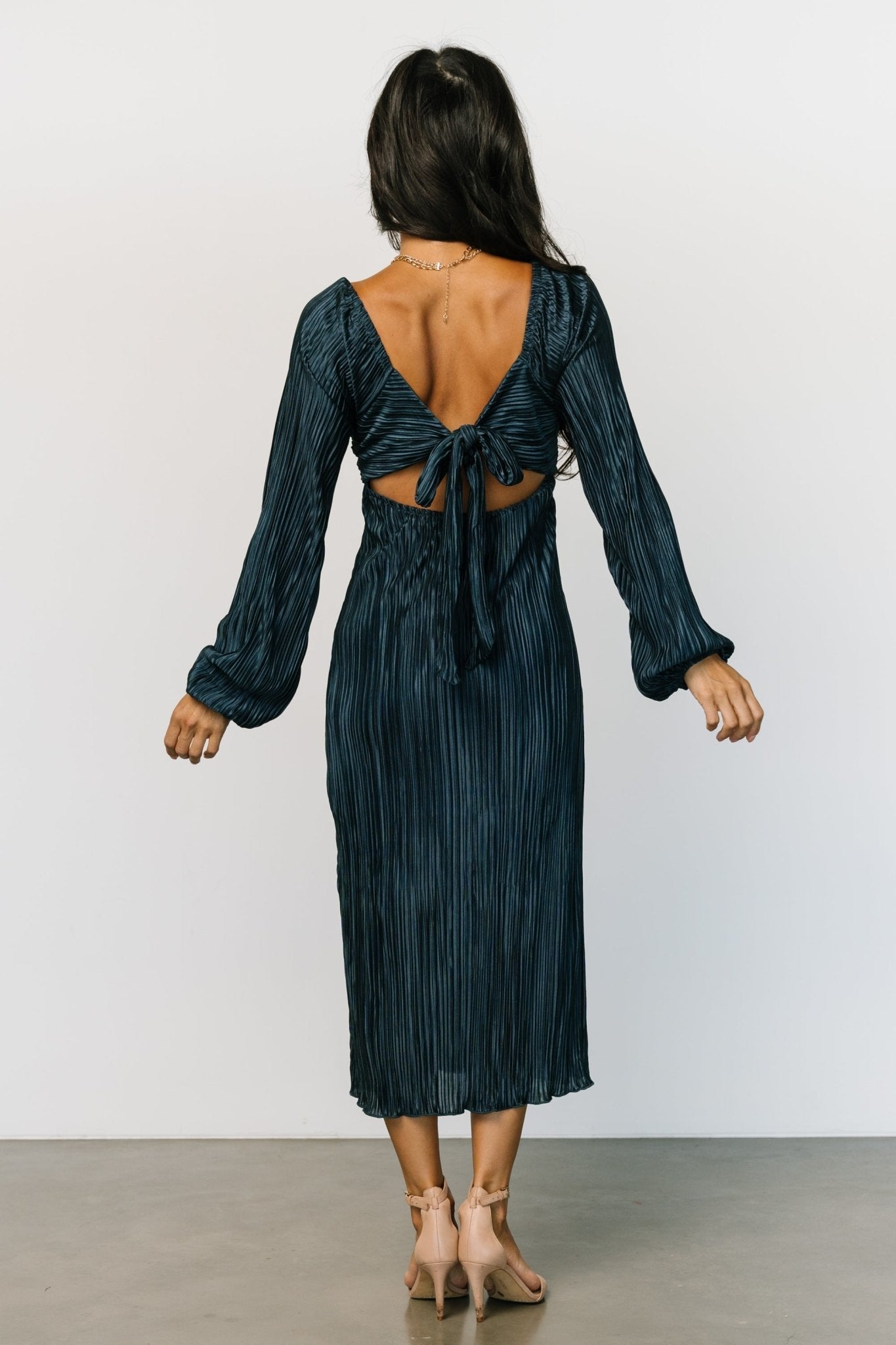 Amani Pleated Midi Dress | Peacock