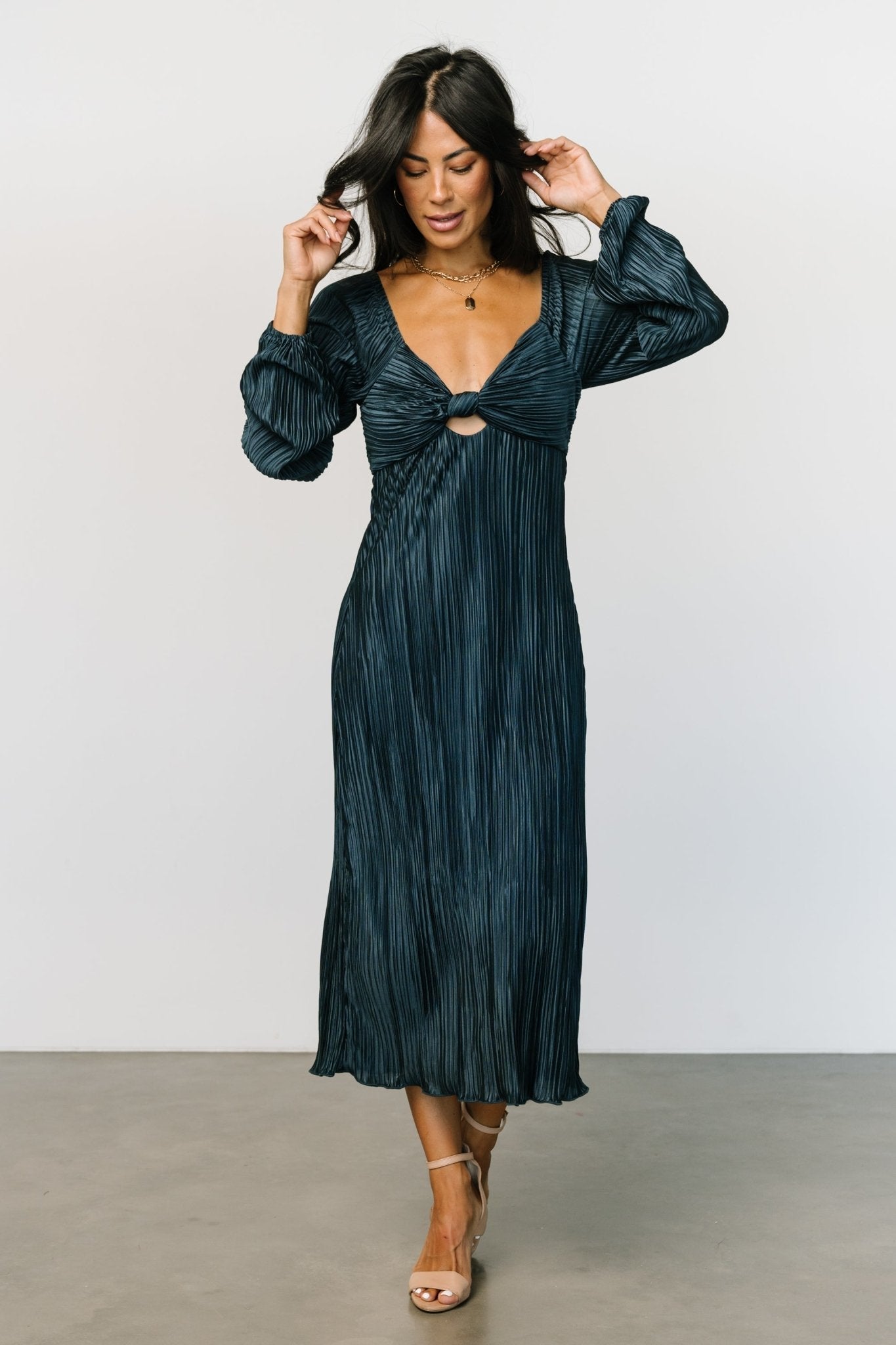 Amani Pleated Midi Dress | Peacock
