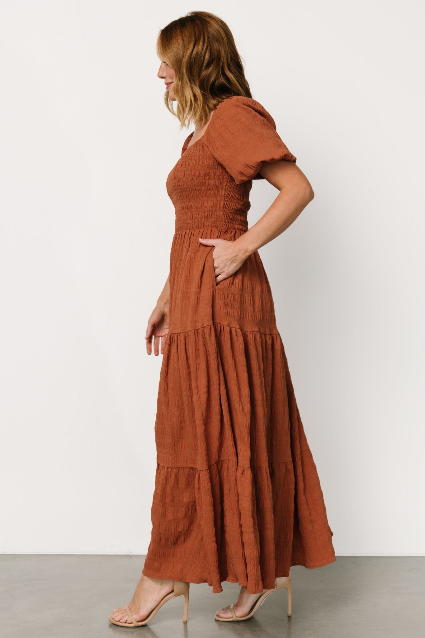 Amaya Smocked Dress | Sandstone