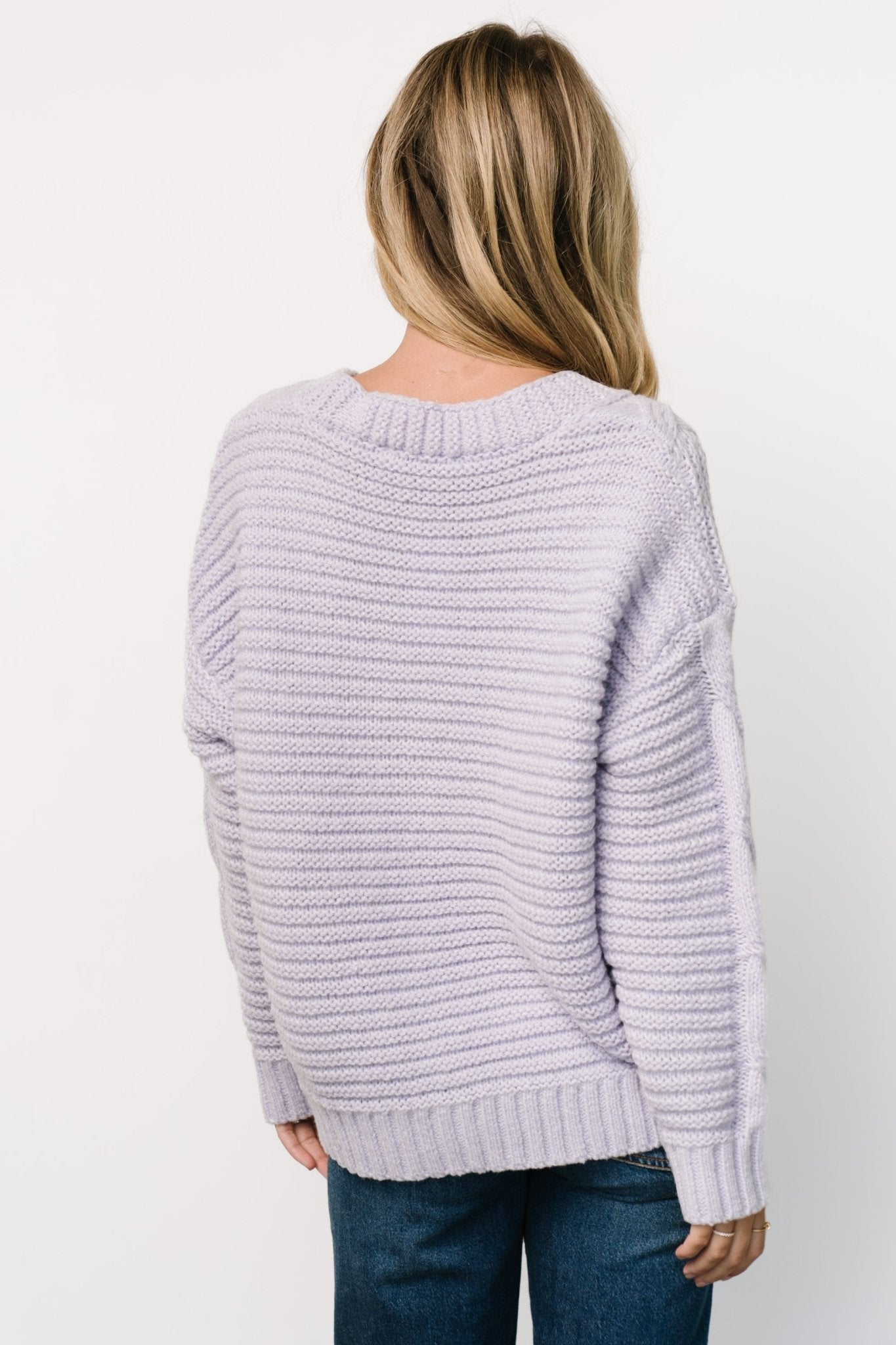 Ames Cable Knit Cardigan | Lavender