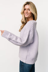 Ames Cable Knit Cardigan | Lavender