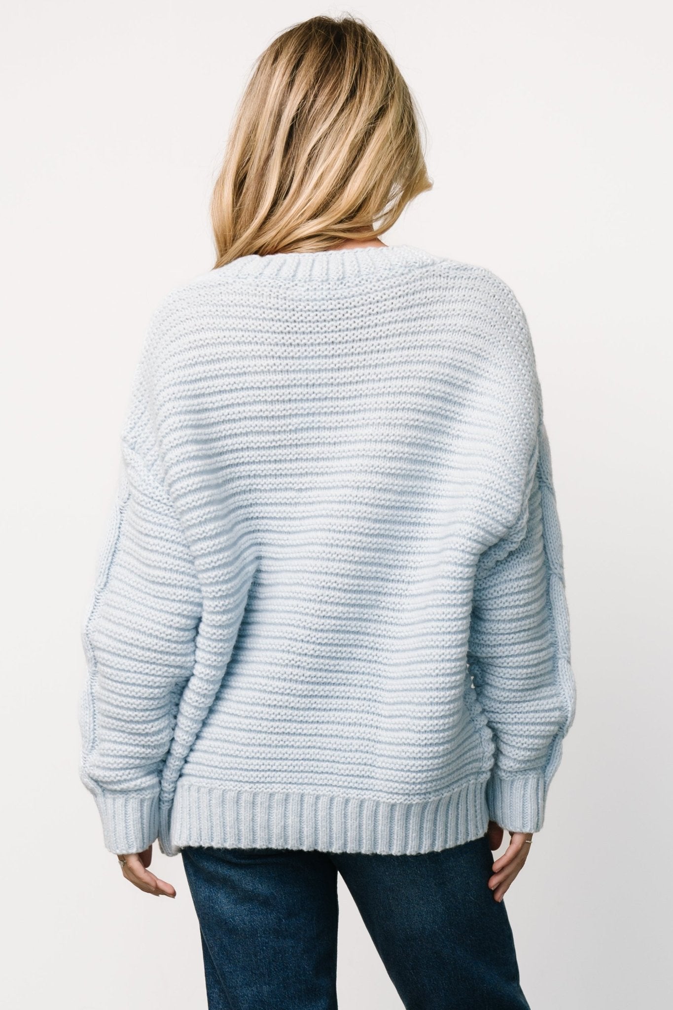 Ames Cable Knit Cardigan | Light Blue