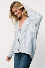 Ames Cable Knit Cardigan | Light Blue