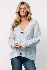 Ames Cable Knit Cardigan | Light Blue