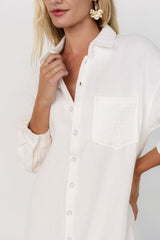Andres Button Shirt Dress | Ivory