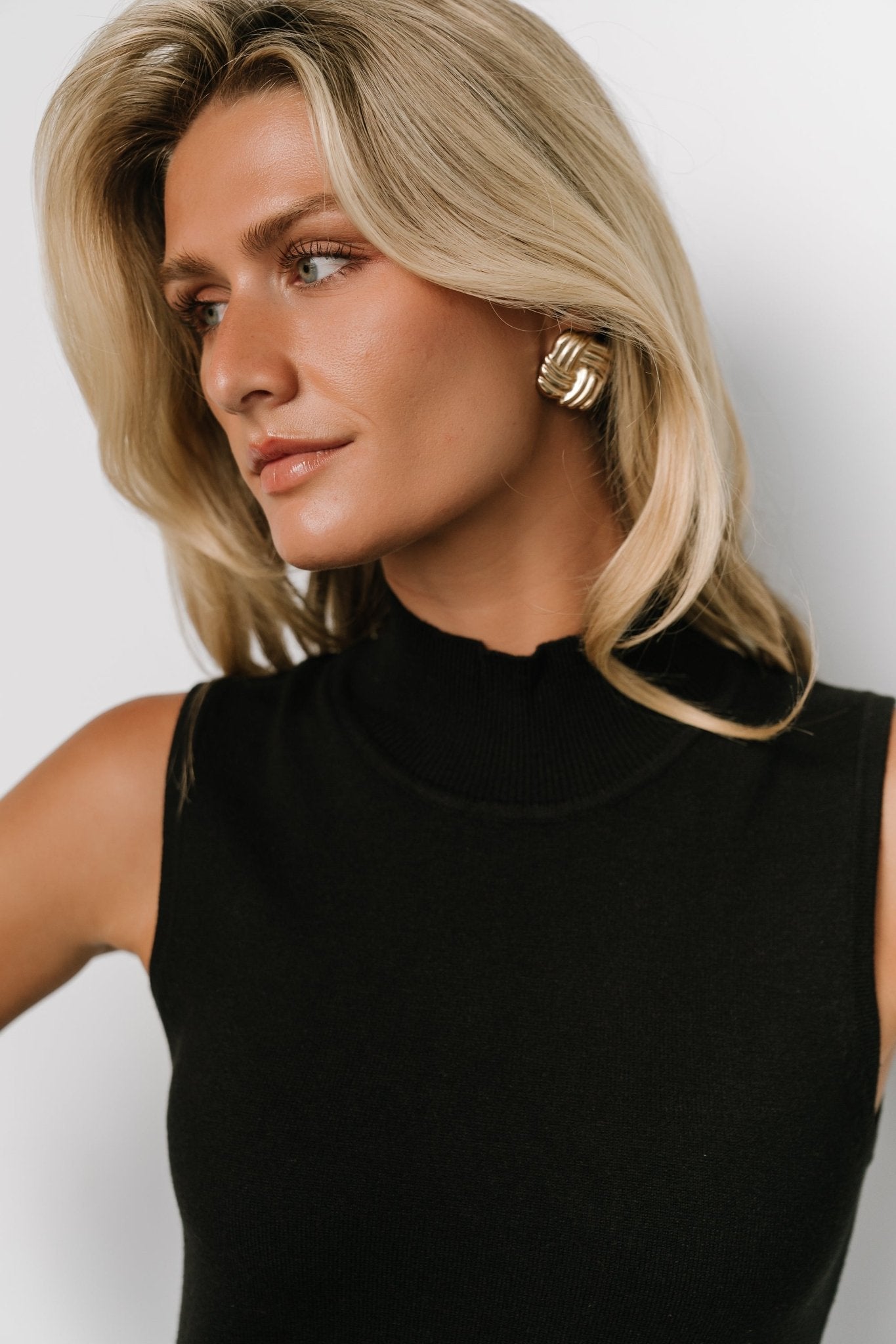 Angelina Mock Neck Tank Dress | Black