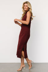 Angelina Mock Neck Tank Dress | Wine