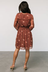 Anne Short Dress | Rust Print