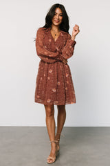 Anne Short Dress | Rust Print