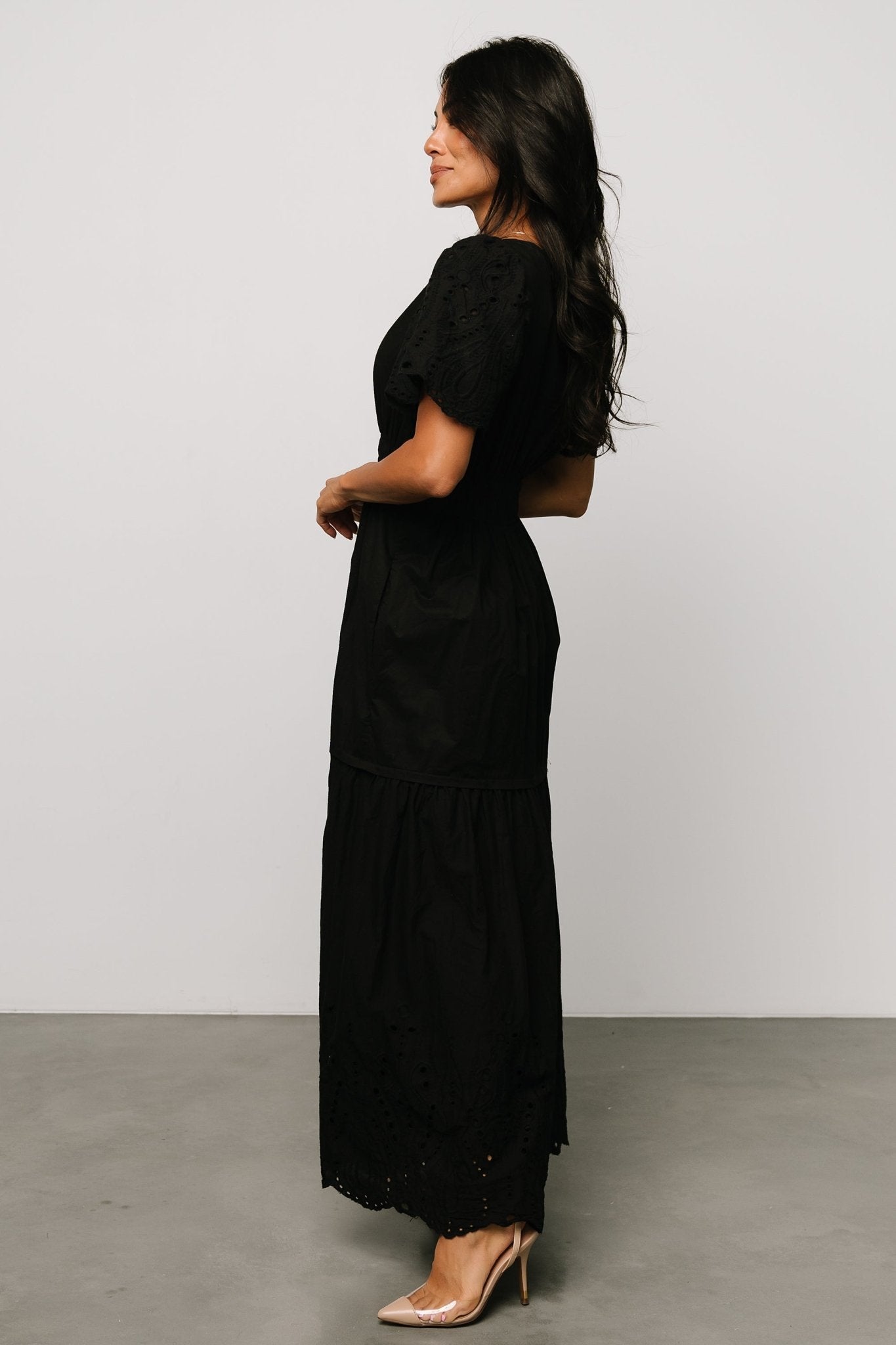 Annette Eyelet Maxi Dress | Black