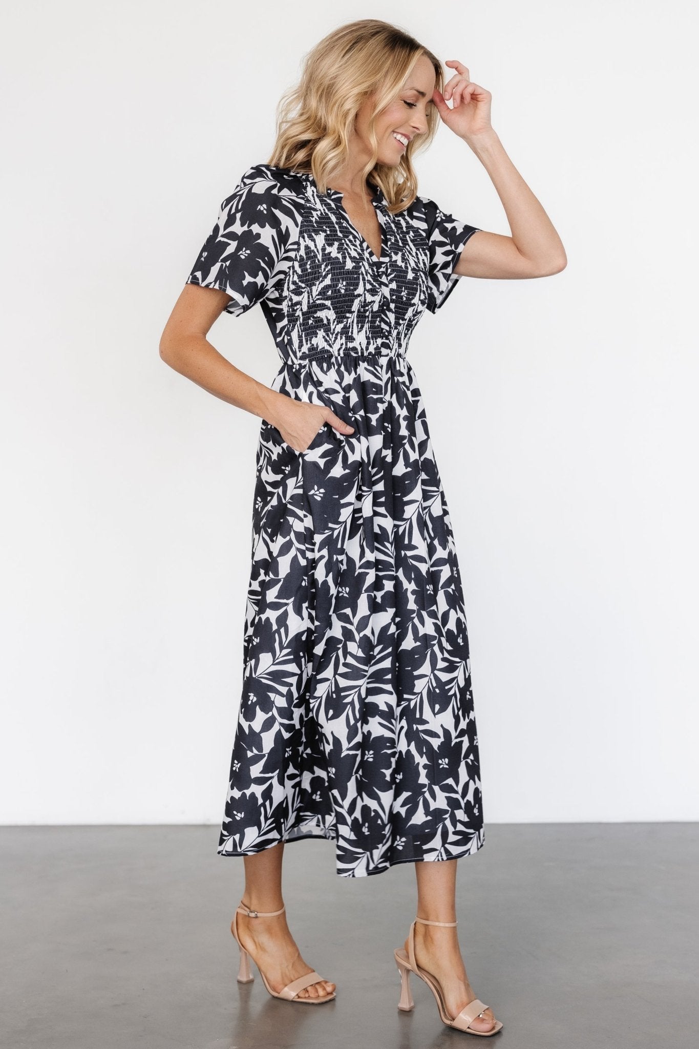 Annise Midi Dress | Black Floral