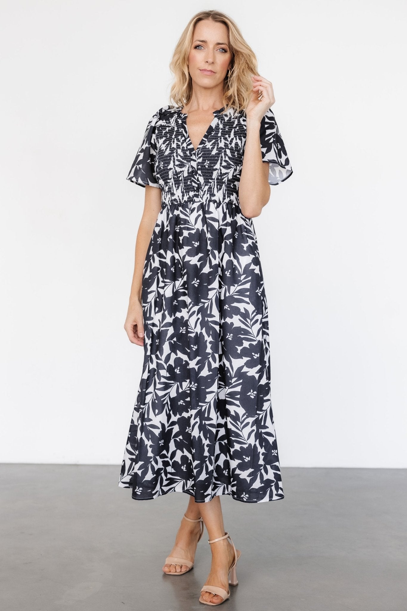Annise Midi Dress | Black Floral