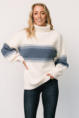Antonov Turtle Neck Sweater | Blue + Cream