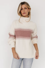 Antonov Turtle Neck Sweater | Mauve + Cream
